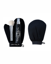 Pack barbe à papa avec pinceau et gant applicateur + gant exfoliant